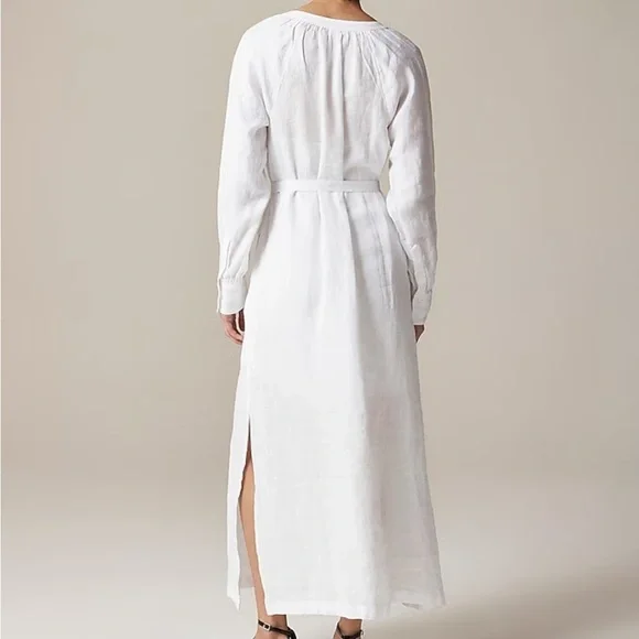 J crew Petite Cabana dress in linen white - Picture 3 of 4